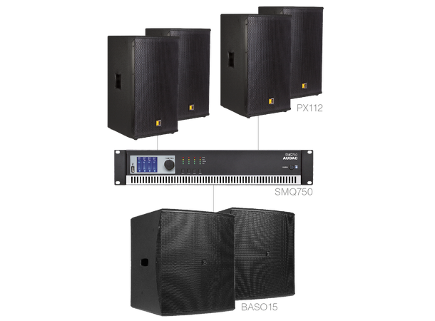 Forte12.6, 4x PX112, 2x Baso15 + SMQ750 Installasjonspakke - 200m2 - Sort 